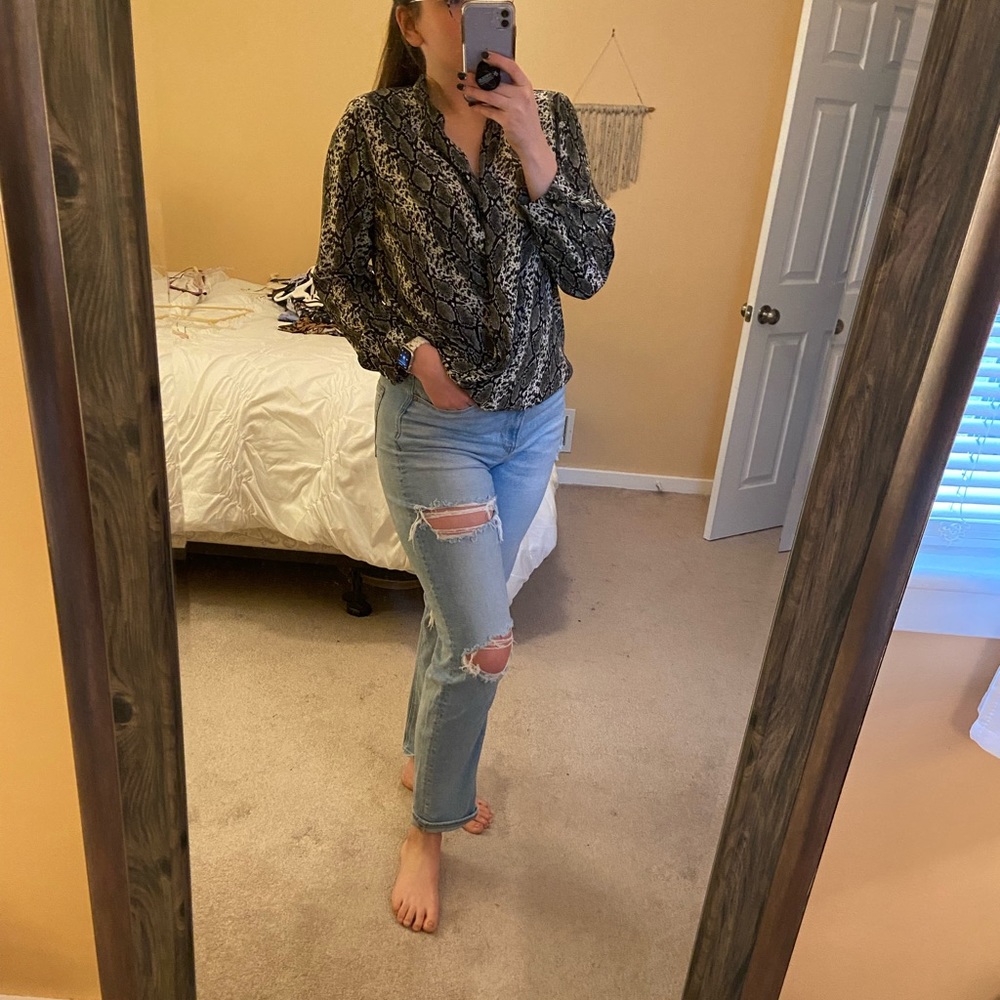Pleione Snakeskin Wrap Blouse
